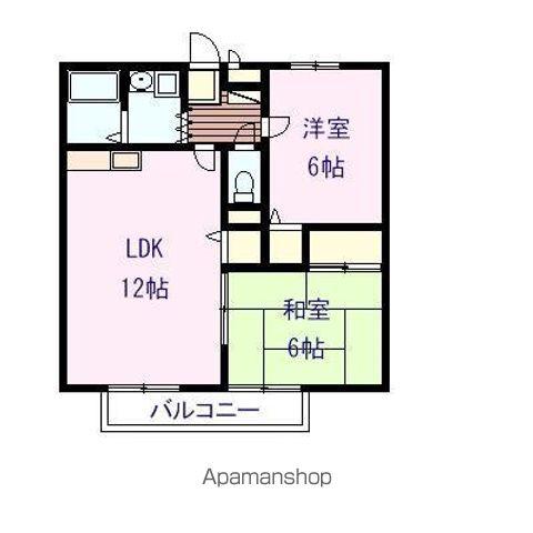 サンガーデン上安B棟(2LDK/1階)の間取り写真