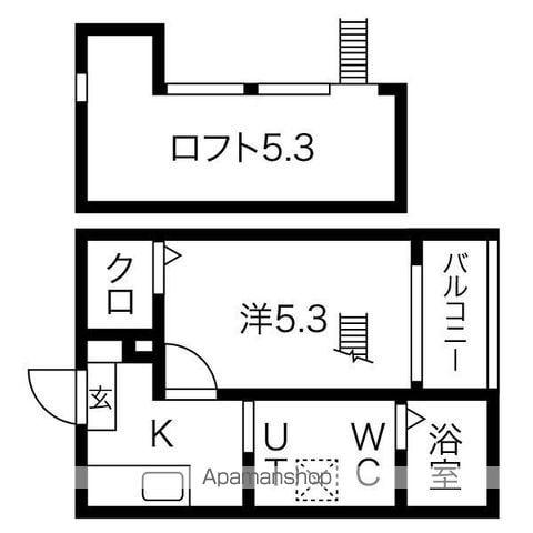 LENDROIT APAISANT あじよし(1K/2階)の間取り写真