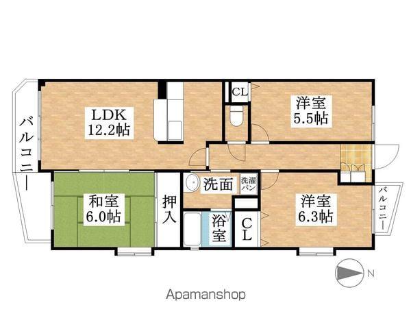 ロイヤルパレスフジ(3LDK/4階)の間取り写真