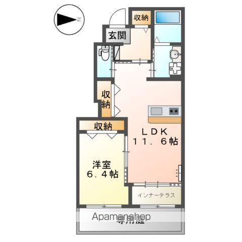 ルナキャット(1LDK/1階)の間取り写真