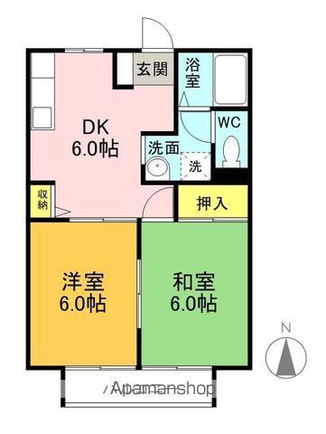 RIVER SIDE高田A(2DK/2階)の間取り写真