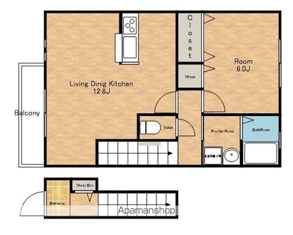 コンチェルト B棟(1LDK/2階)の間取り写真