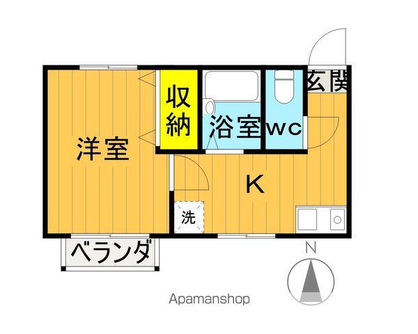 ニューハイツ舘Ⅱ(1K/2階)の間取り写真