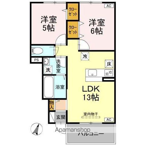 クローリス善通寺(2LDK/1階)の間取り写真