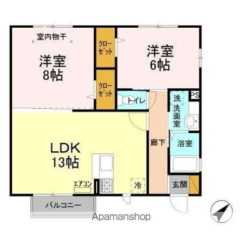 キャッスル冨士(2LDK/2階)の間取り写真