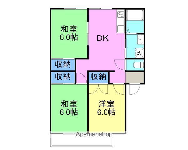 アーバン南岩国B棟(3DK/1階)の間取り写真