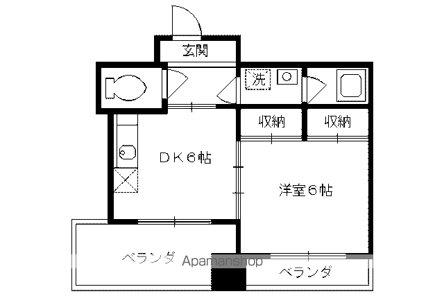 下京区観喜寺町マンション(1DK/7階)の間取り写真