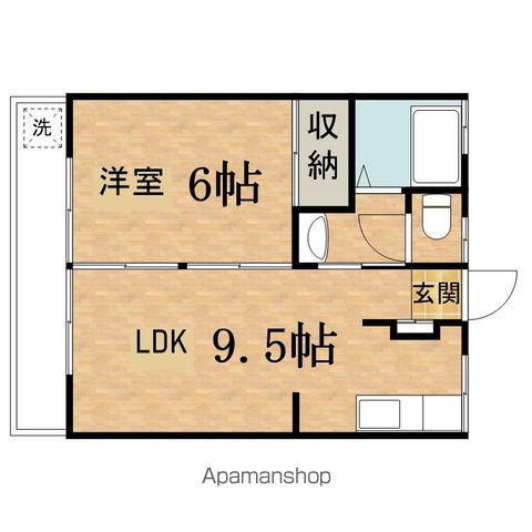 旭ヶ丘グリーンハイツ(1LDK/2階)の間取り写真