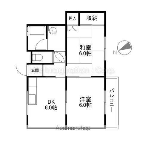 第2コーポZEN(2DK/1階)の間取り写真