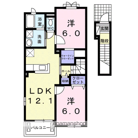 ディオーネ・ジ・エータ甲南(2LDK/2階)の間取り写真