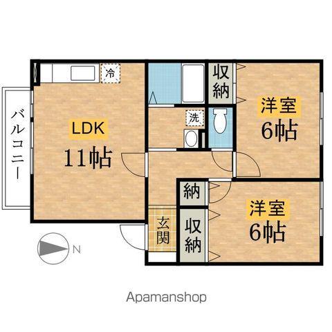 コンフォルターブル(2LDK/2階)の間取り写真