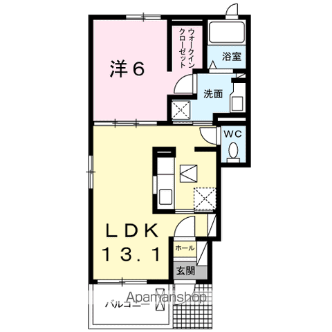 クラール丸亀原田A(1LDK/1階)の間取り写真