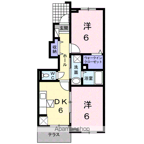 グランブリエⅡ(2DK/1階)の間取り写真