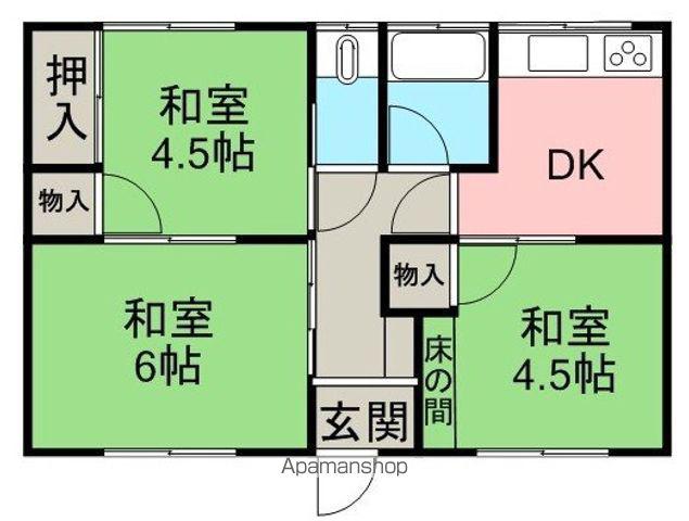 予讃線 伊予西条駅 徒歩28分 1階建 築46年(3DK)の間取り写真