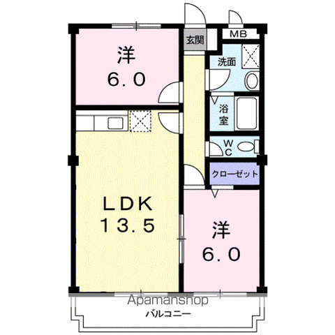 ラコニアGK(2LDK/5階)の間取り写真