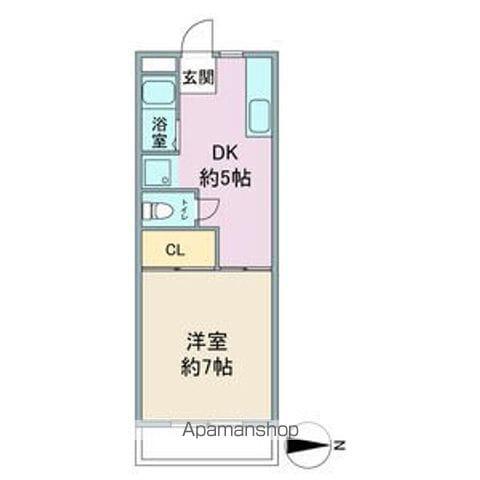 サンライズⅡ(1DK/3階)の間取り写真