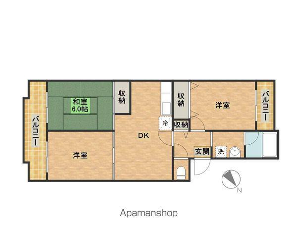 ビューテラス橘(3DK/2階)の間取り写真