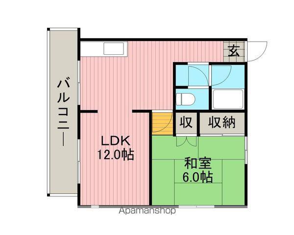 エヴァンス上鶴間B(1LDK/2階)の間取り写真