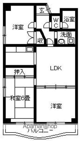 エステート北佐古(3LDK/4階)の間取り写真