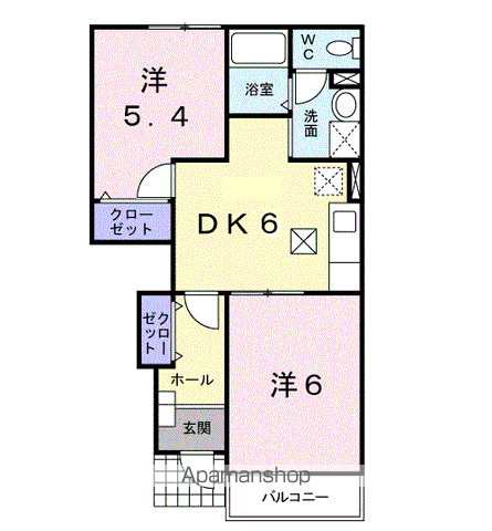 アルカディアK Ⅱ(2DK/1階)の間取り写真