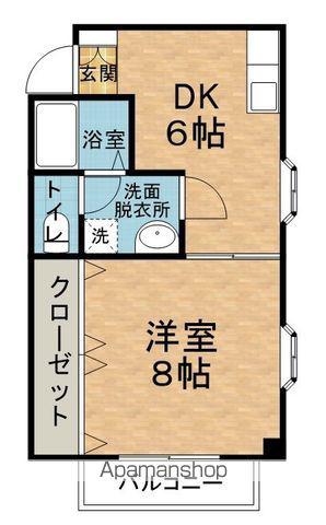 ワンルームはれやか(1DK/2階)の間取り写真