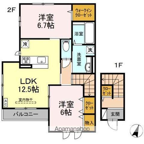 グレシア A棟(2LDK/2階)の間取り写真