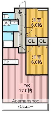 シャルム名東(2LDK/2階)の間取り写真