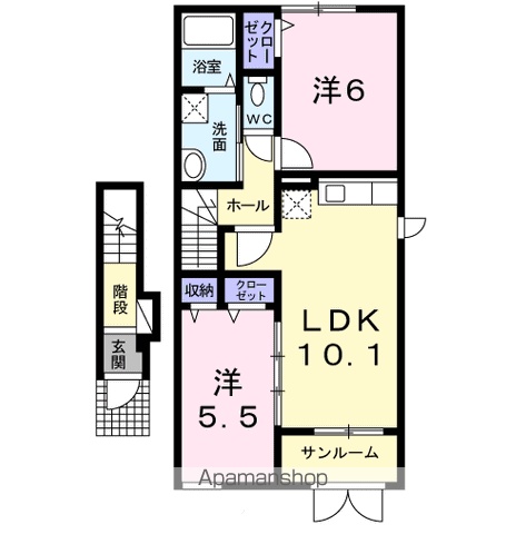スターウイング(2LDK/2階)の間取り写真