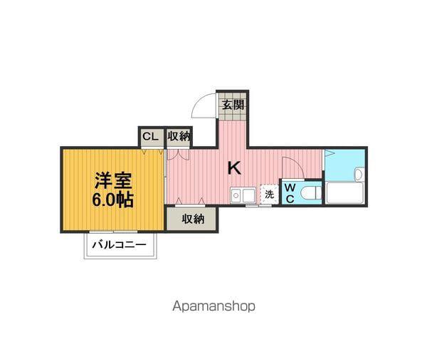 清恒ビル(1K/2階)の間取り写真