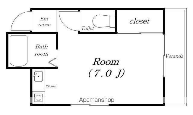 コリンドゥ草津(ワンルーム/2階)の間取り写真