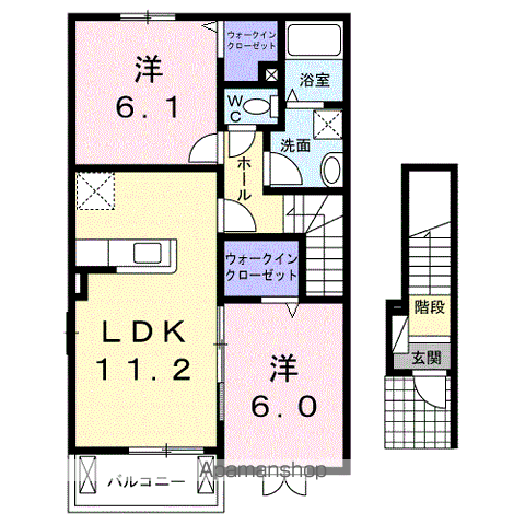 ルーベル宇多津F(2LDK/2階)の間取り写真