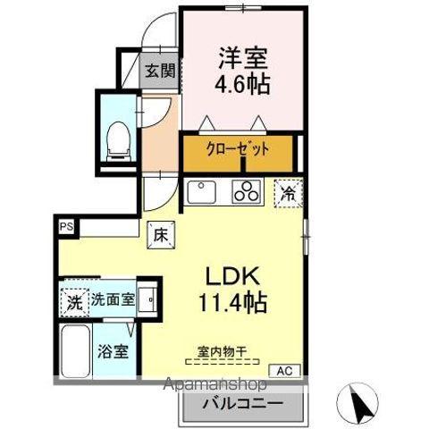 D-ROOM盛岡みたけ(1LDK/1階)の間取り写真