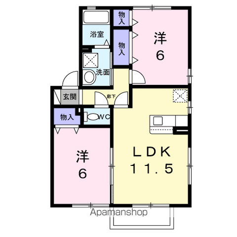 アベリアタウンB(2LDK/2階)の間取り写真
