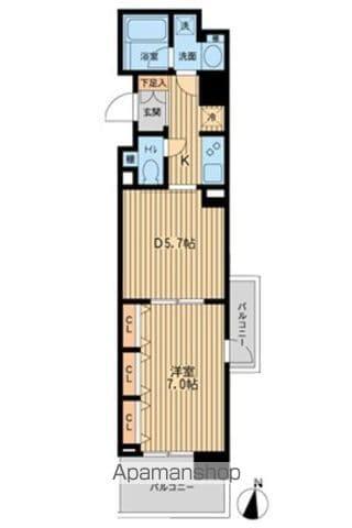 ドゥーエ横濱台町(1DK/B1階)の間取り写真