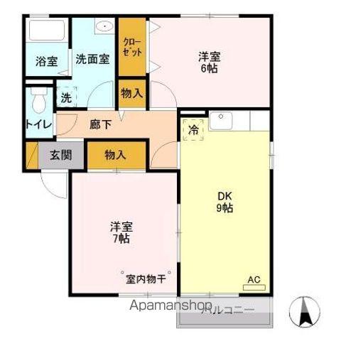 スカイコート野村 B棟(2DK/2階)の間取り写真