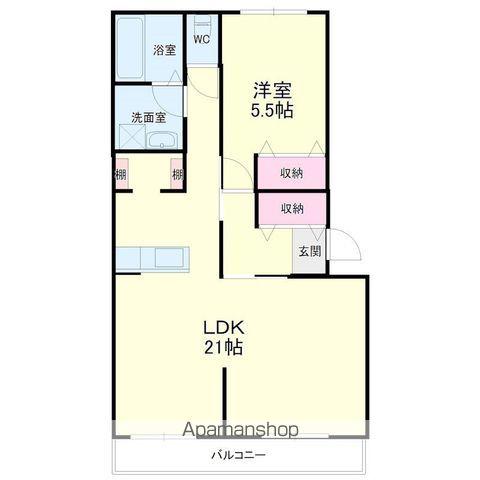 メゾン若林(1LDK/2階)の間取り写真