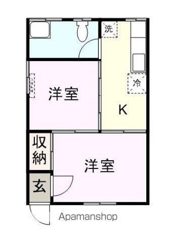 ひまわりハイツ(2K/1階)の間取り写真