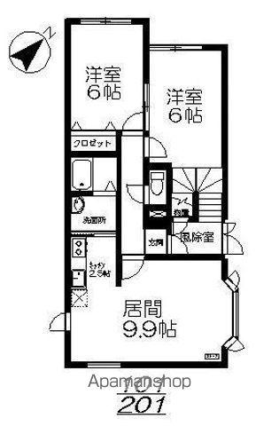 ルミエールYUMI(2LDK/2階)の間取り写真