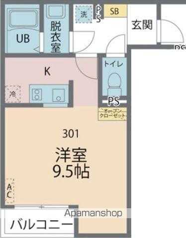 カインドネス川崎京町(1K/3階)の間取り写真