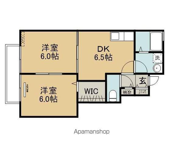ローズコート阿部C・D棟(2DK/1階)の間取り写真