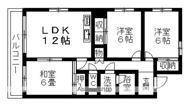 ウイングオカドビル(3LDK/4階)の間取り写真