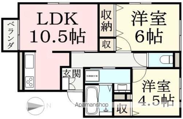 レミューチモリ(2LDK/1階)の間取り写真