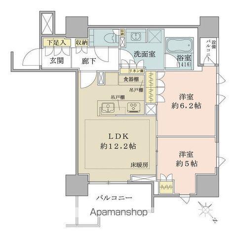 ザ・パークハウス千代田麹町(2LDK/9階)の間取り写真