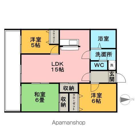 おかたマンション(3LDK/5階)の間取り写真