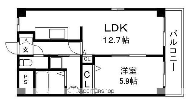 ベルヌーブ森神Ⅵ(1LDK/1階)の間取り写真