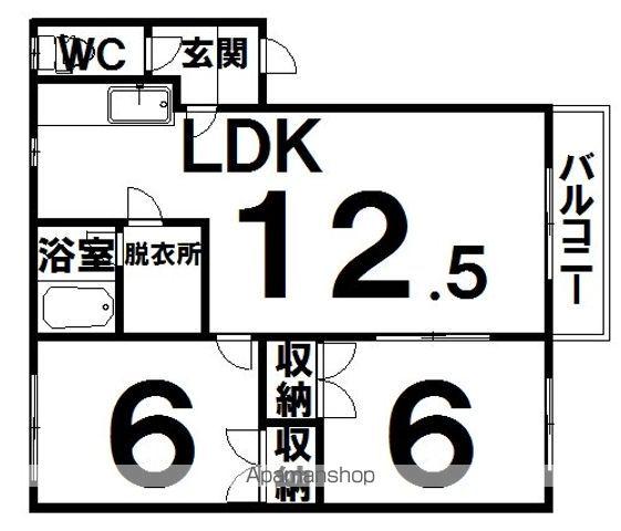 コーポイーストリバーサイドⅡ(2LDK/2階)の間取り写真