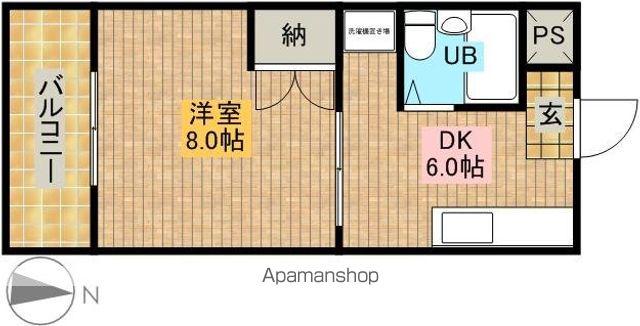 ディユ・ラヴィーヌ(1K/2階)の間取り写真