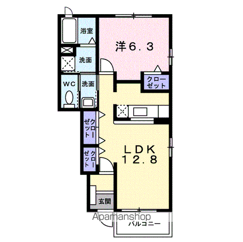 カーサ・ポラリス(1LDK/1階)の間取り写真