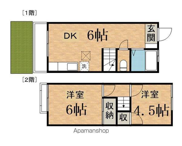 囲島ハイツ(2DK/2階)の間取り写真
