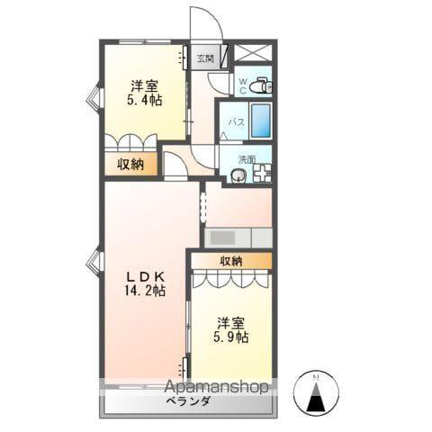 シュノンソー(2LDK/2階)の間取り写真